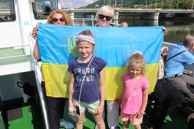 Die ukrainische Nationalflagge durfte nicht fehlen..