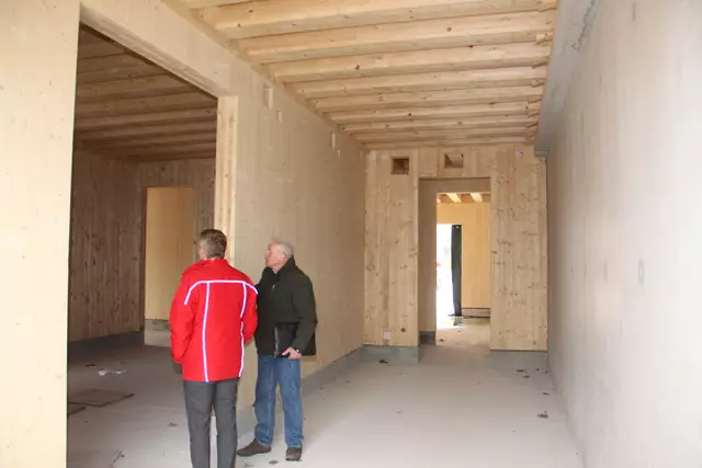 Die Umkleide- und Duschräume sind im Rohbau bereits vorhanden. 