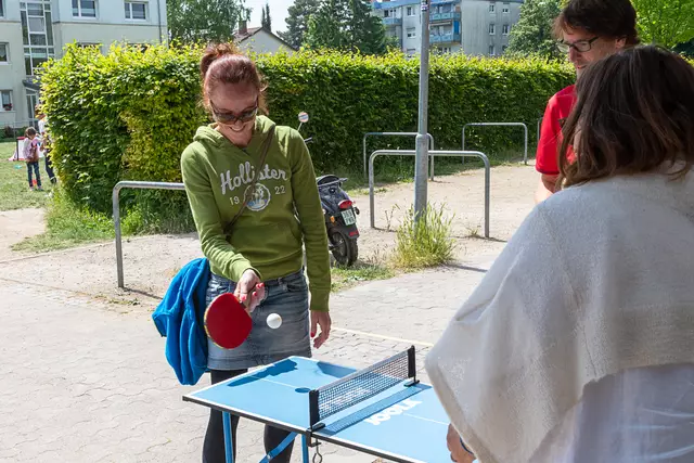 Überschaubar - Tischtennis auf der Mini-Tischtennisplatte. | Foto: Markus Weik