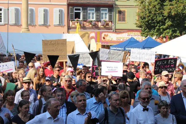 2016 wurden aus Spargründen die blau-weißen-Fähnchen nicht aufgehängt. Dies fanden die Ladenburger überhaupt nicht gut. 