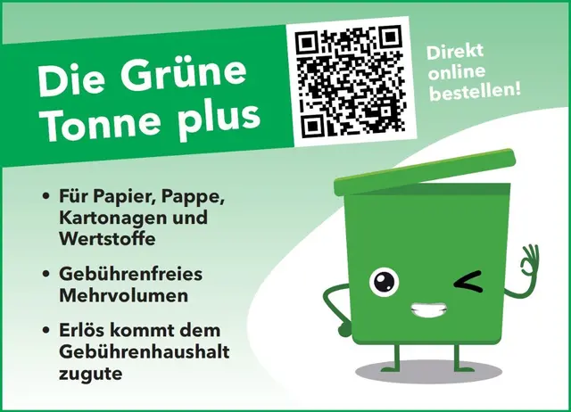 Reicht das bisherige Behältervolumen der Grünen Tonne plus auf Dauer nicht mehr aus, stellt die AVR Kommunal gebührenfrei größere oder mehr Behälter zur Verfügung. | Foto: Foto: AVR Kommunal AöR