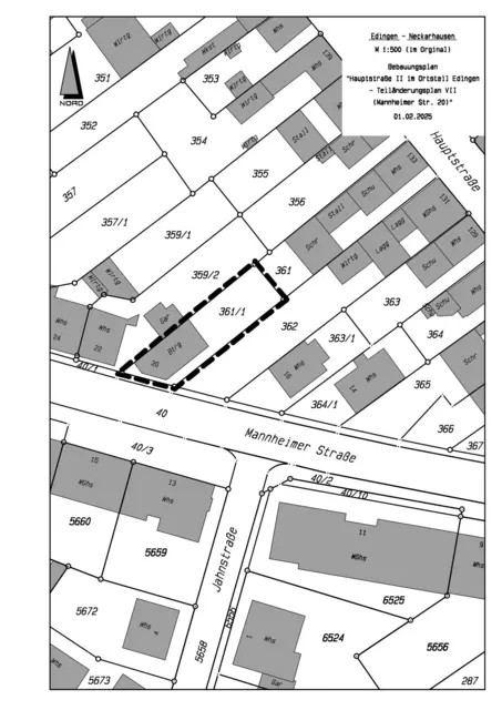 Bebauungsplan „Hauptstraße II im Ortsteil Edingen – Teiländerungsplan VII (Mannheimer Str. 20)“