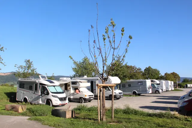 Die perfekte Infrastruktur und den Blick auf die Bergstraße schätzen viele Wohnmobilfreunde am Ladenburger Platz. 