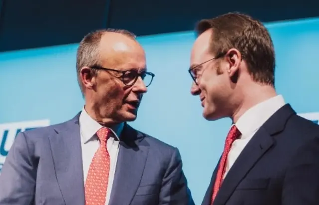 Bundeskanzler Merz zu Besuch im Wahlkreis bei CDU-Landtagskandidat Dr. Bastian Schneider (rechts) | Foto: Instagram Bastian Schneider. Bildrechte: Marcel Ditrich