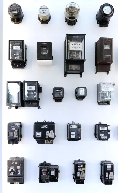 Strom-, Gas- und Wasserzähler in der Ausstellung des TECHNOSEUM | Foto: TECHNOSEUM, Thomas Henne