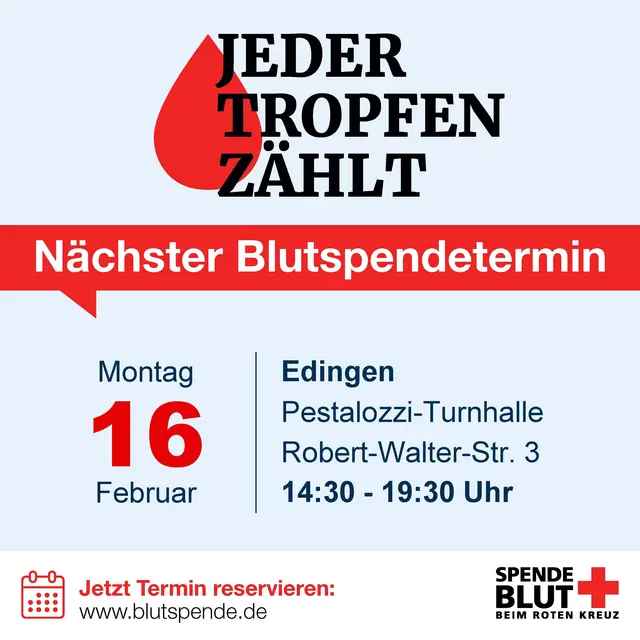 Blutspendeaktion am 16.02.2026 in Edingen | Foto: DRK