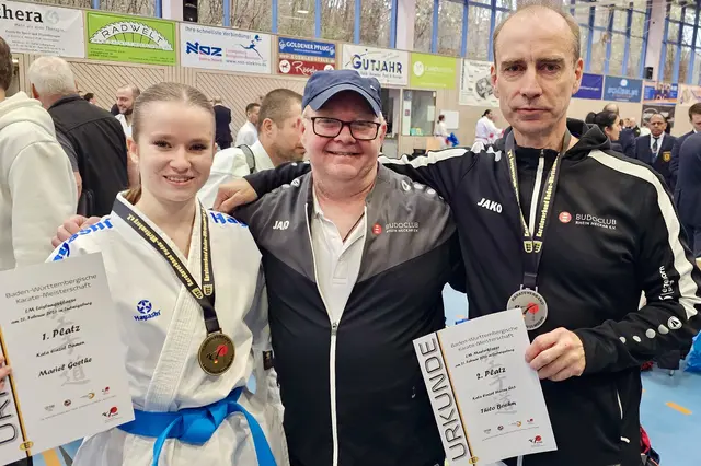 Doppel-Landesmeisterin Mariel Goethe, BCRN-Sportwart M.Strauß, Dr. Thilo Boehm | Foto: BCRN