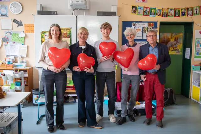 Haben das Herz am rechten Fleck: Corinna Greef, Melanie Magin, Samuel Kolb, Hilary und Claus Herzog (v.l.n.r.)