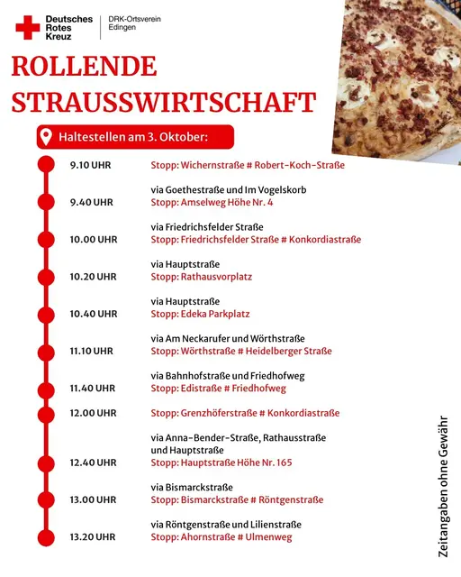 Routenplan der DRK-Strausswirtschaft am Kerwesamstag