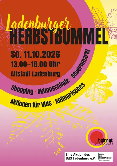 Es gibt einiges zum Mitmachen, Erleben und Verspeisen – der 1. Ladenburger Herbstbummel des BdS Ladenburg. 